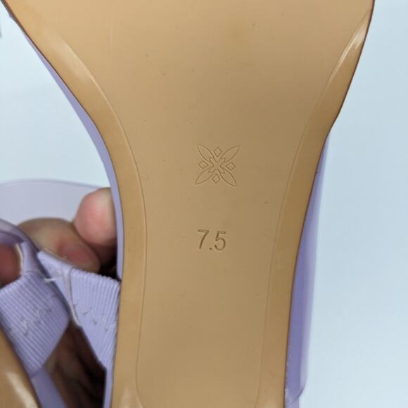 NWOT BCBGeneration Lavender Hunnie Vinyl Strap Stiletto Mule Size 7.5 - Picture 9 of 10